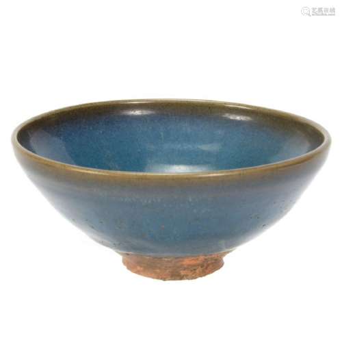 Chinese Junyao Blue Glazed Tea Bowl with Lavender