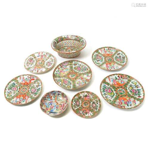 roup of Chinese Canton Famille Rose Porcelains