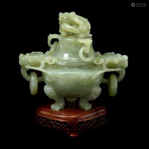 Chinese Jade Tripod Censer