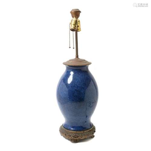 Chinese Powder Blue Glazed Olive-Shaped Vase