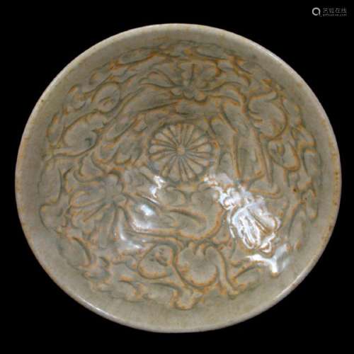 Small Chinese Jizhou Carved Pale Olive Glazed Conical