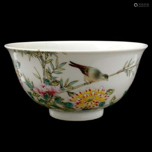 Chinese Famille Rose Peony Bowl