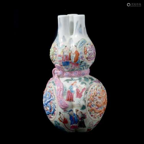 Chinese Enameled Triple Sprout Pierced Vase