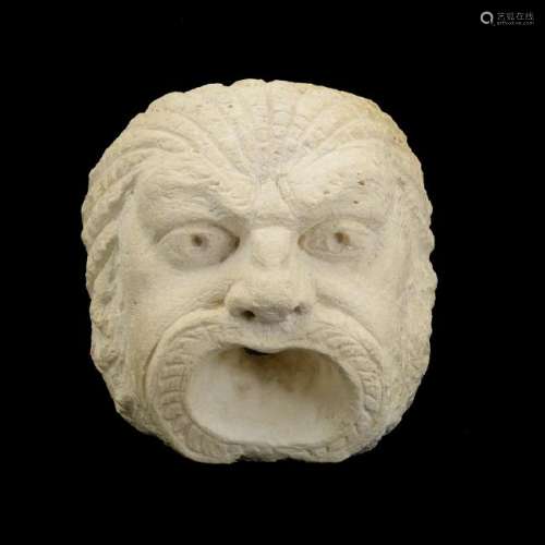 Roman Carved Marble Fountain Head of a Grotesque