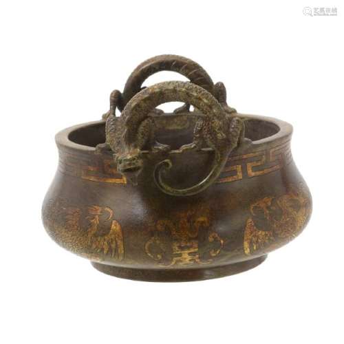 Chinese Bronze and Mixed Metal Censer