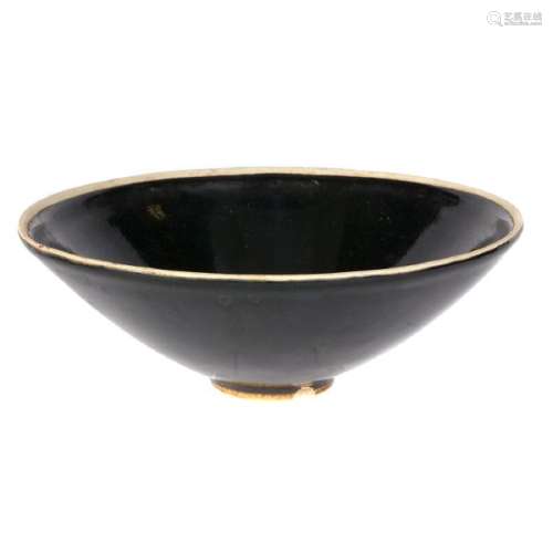 Chinese Dingyao Black Glazed Conical Bowl