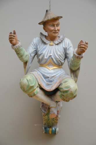 Polychromed wooden sculpture 'Chinese man'