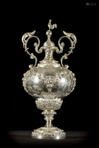 Large silver vase made by Ferdinand De Bruyne, 19th century