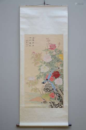 A Chinese scroll 'blossom with birds’