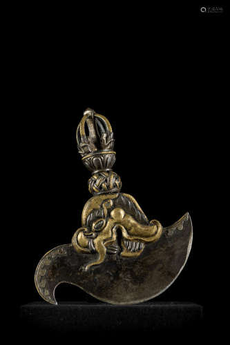 Tibetan Kartrika knife with gilt and silver decoration, Ming dynasty