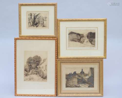 Lot: four engravings, 2 signed by Finch
