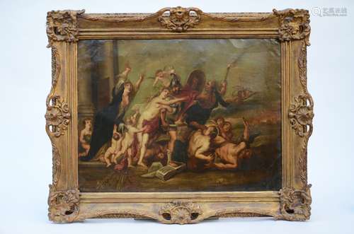 Flemish school: painting o/c 'rape of the sabine women'