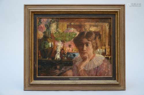 M.J. Richters: painting o/c 'young girl in a room'