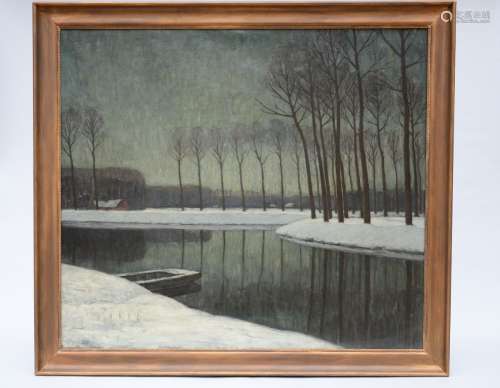 Evariste De Buck: painting o/c 'winter landscape'
