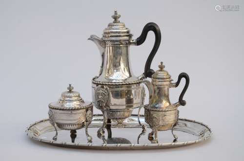 Silver three-piece coffee set in Louis XVI style, with 18th century coffee pot