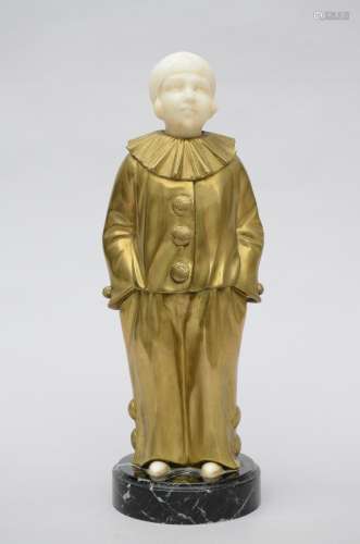 Calo: statue in bronze and marble 'pierrot'