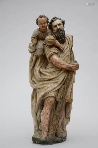 Stone sculpture 'St Christopher carrying Jesus', 17th century
