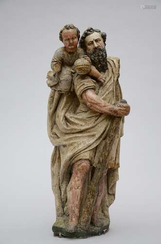 Stone sculpture 'St Christopher carrying Jesus', 17th century