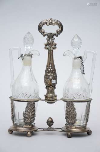 Louis-Philippe oil and vinegar set in silver