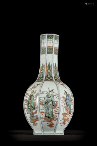 A hexagonal vase in Chinese porcelain 