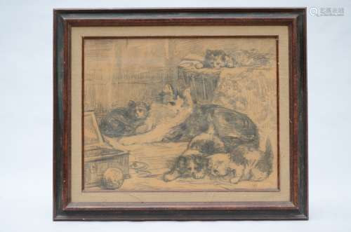Drawing on paper 'kittens' (signed H. Ronner)