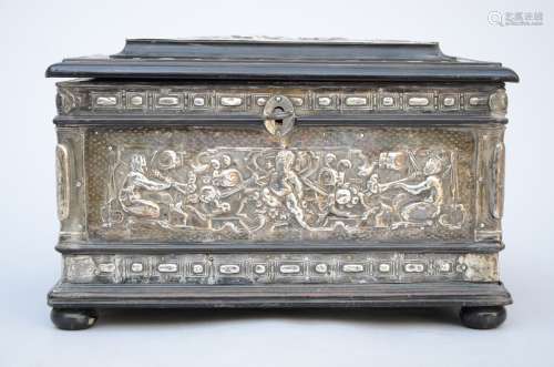 Box in wood with silver plaques, 17th century