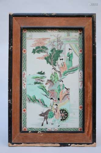 Plaquette in Chinese famille verte porcelain 