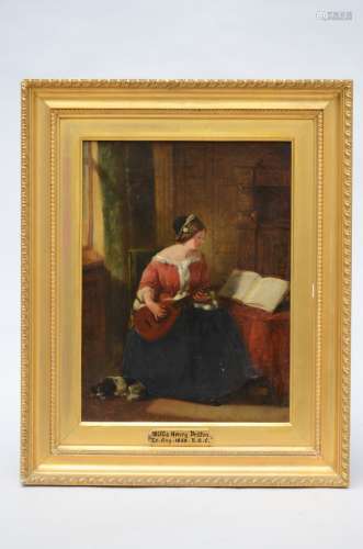 H.B. Willis (1852): painting o/c 'lady playing music'