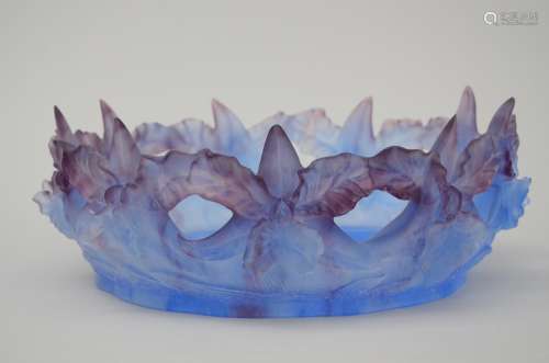 Daum France: large blue bowl in glass 'Iris'