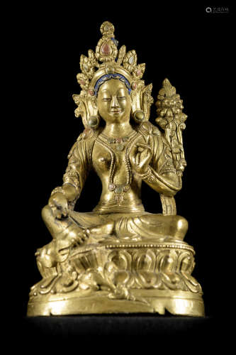Tibetan statue in gilt bronze 