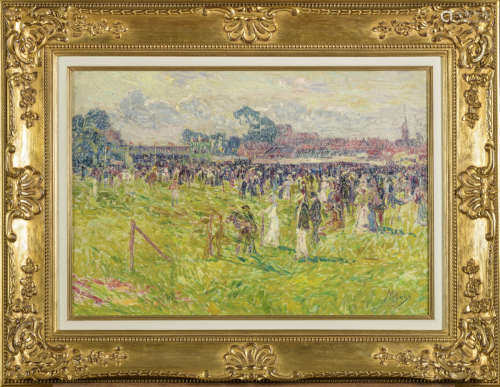 Modest Huys: painting o/c 'Waregem Koerse 1910'