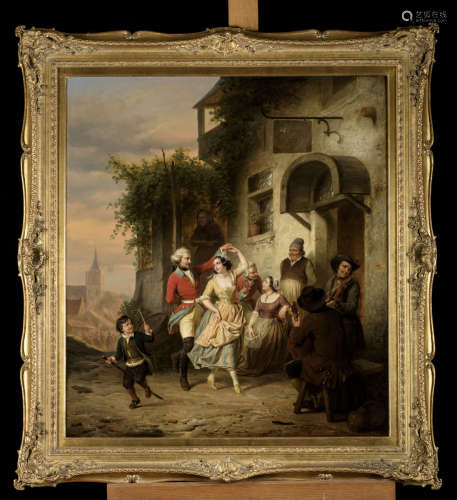 Henri Dillens (1849): painting o/p 'dancing couple'