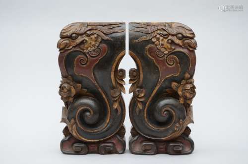 Pair of Asian wooden elements