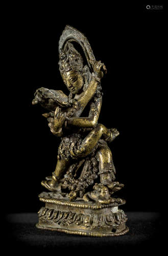 Buddhist statue in gilt bronze 'tantric representation' Nepal 17th century