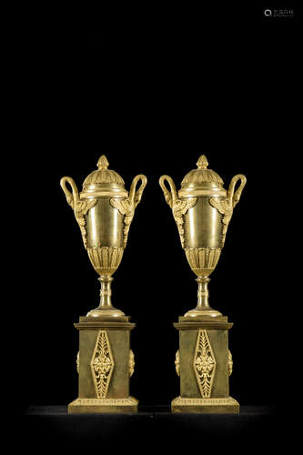 Pair of gilt bronze candlesticks, Empire