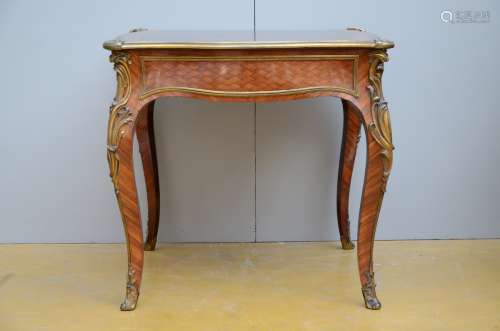 Louis XV style table with veneer and gilt bronze fittings