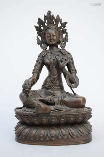 A Tibetan statue in bronze 'Green Tara'