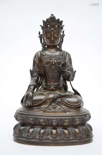 A Chinese sculpture in bronze 'bodhisattva', 20th century