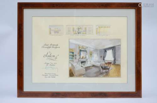 Lot: 2 watercolors 'design of the royal pavilion'