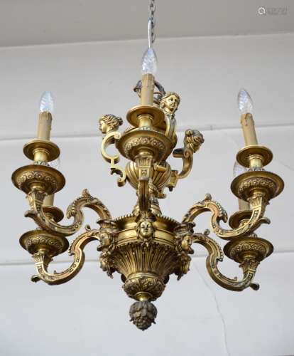 A bronze Mazarin chandelier