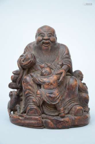 A bambou sculpture 'Laotsé with playing children'