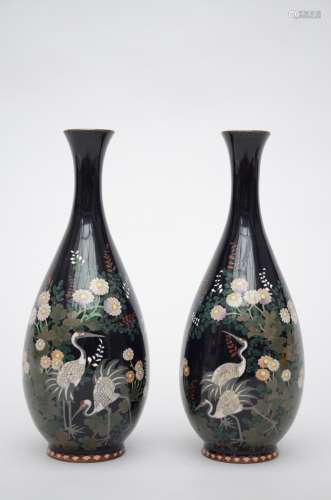 Pair of Japanese cloisonné vases 'cranes'
