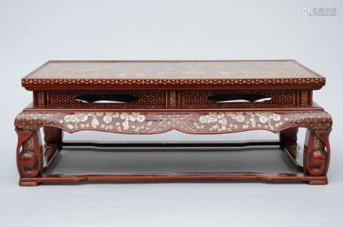 Asian lacquer table with mother of pearl inlaywork, Ryukyu islands