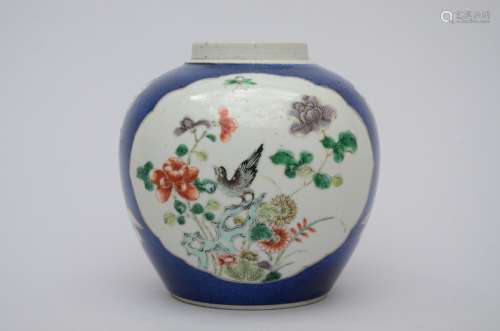 Chinese ginger jar in powder blue porcelain 'birds'