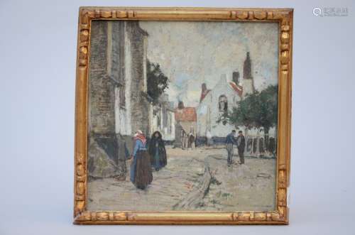 Henri Cassiers: gouache on paper 'village view'