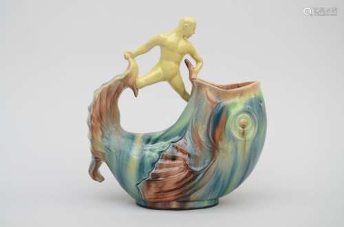 Ceramic sculpture 'man with fish'