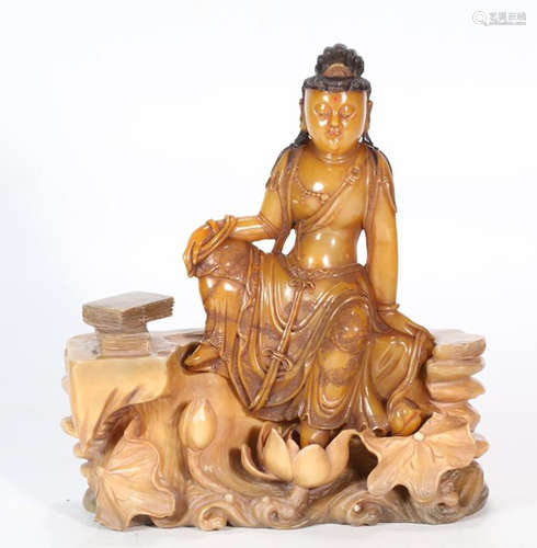 A TIANHUANG STONE CARVED GUANYIN BUDDHA