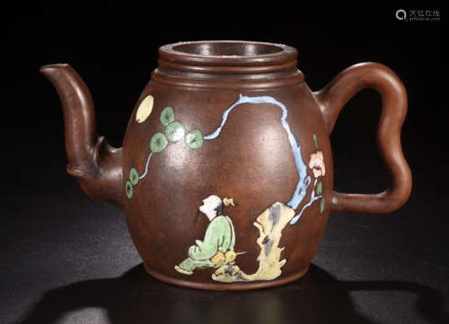 A ZISHA STORY PATTERN TEA POT