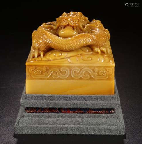 A TIANHUANG STONE CARVED DRAGON SHAPED SEAL