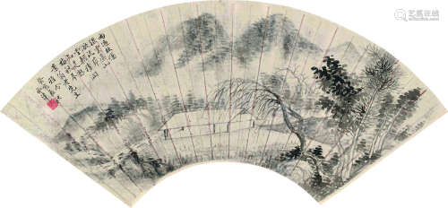 顾西津（1865～1930） 雨后秋林 扇面 水墨纸本